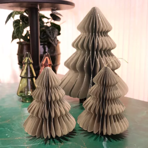 Eminza Sapin En Papier à Suspendre (H15 Cm) Fermeture Magnétique Brun