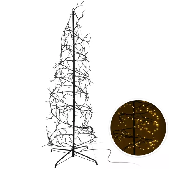Eminza Sapin Hélice Lumineux 360 LED (H150 Cm) Spiralis Noir Blanc Chaud