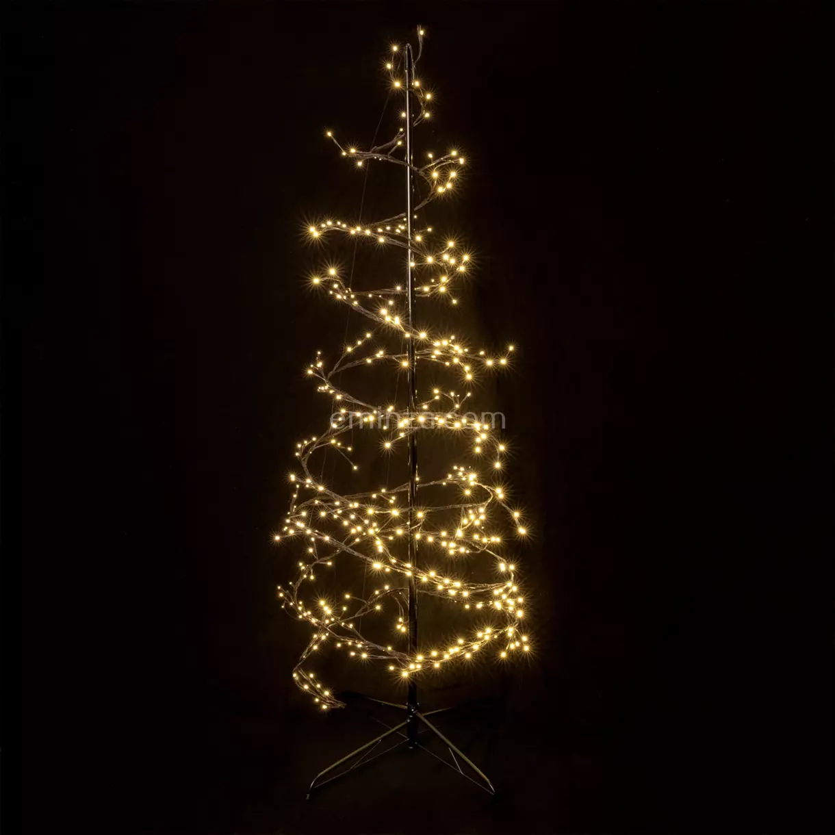 eminza Sapin hélice lumineux 360 LED (H150 cm) Spiralis Noir Blanc chaud