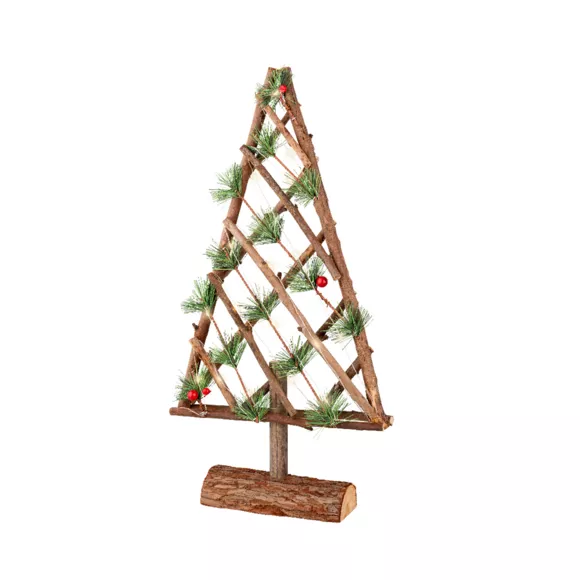 Eminza Sapin Lumineux à Piles 20 LED (H49 Cm) Semnoz Blanc Chaud