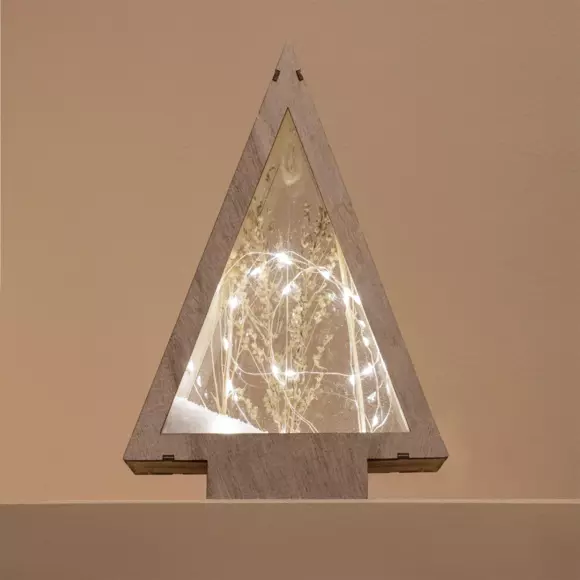Eminza Sapin Lumineux à Piles 25 LED (H28 Cm) Savoie Blanc Chaud