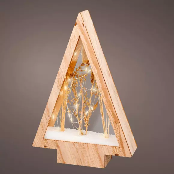 Eminza Sapin Lumineux à Piles 25 LED (H28 Cm) Savoie Blanc Chaud