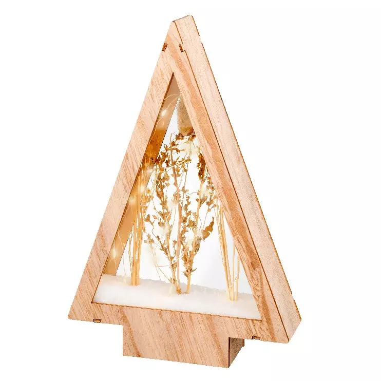 Eminza Sapin Lumineux à Piles 25 LED (H28 Cm) Savoie Blanc Chaud