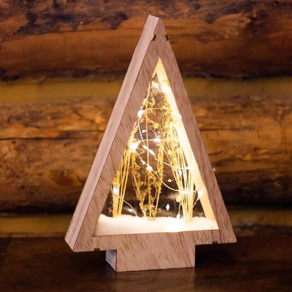eminza Sapin lumineux à piles 25 LED (H28 cm) Savoie Blanc chaud