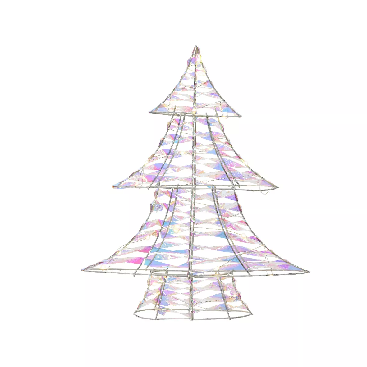 eminza Sapin lumineux à piles 30 LED (H40 cm) Christmas Irisé/blanc chaud