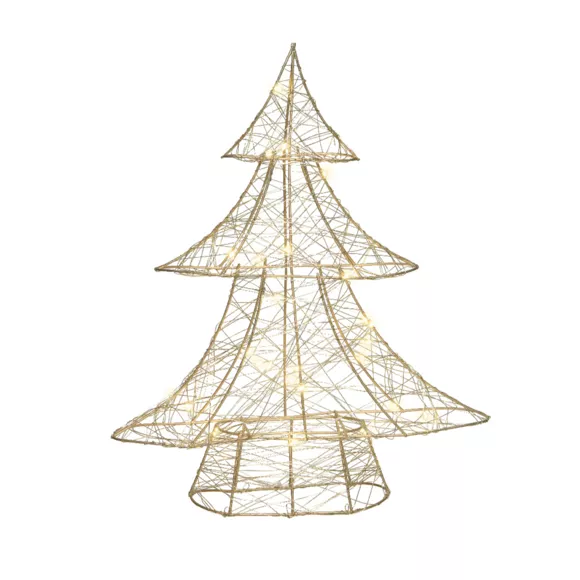 Eminza Sapin Lumineux à Piles 30 LED (H40 Cm) Christmas Or/blanc Chaud