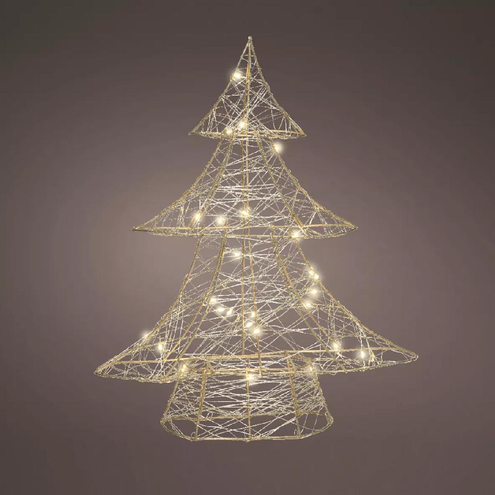 eminza Sapin lumineux à piles 30 LED (H40 cm) Christmas Or/blanc chaud