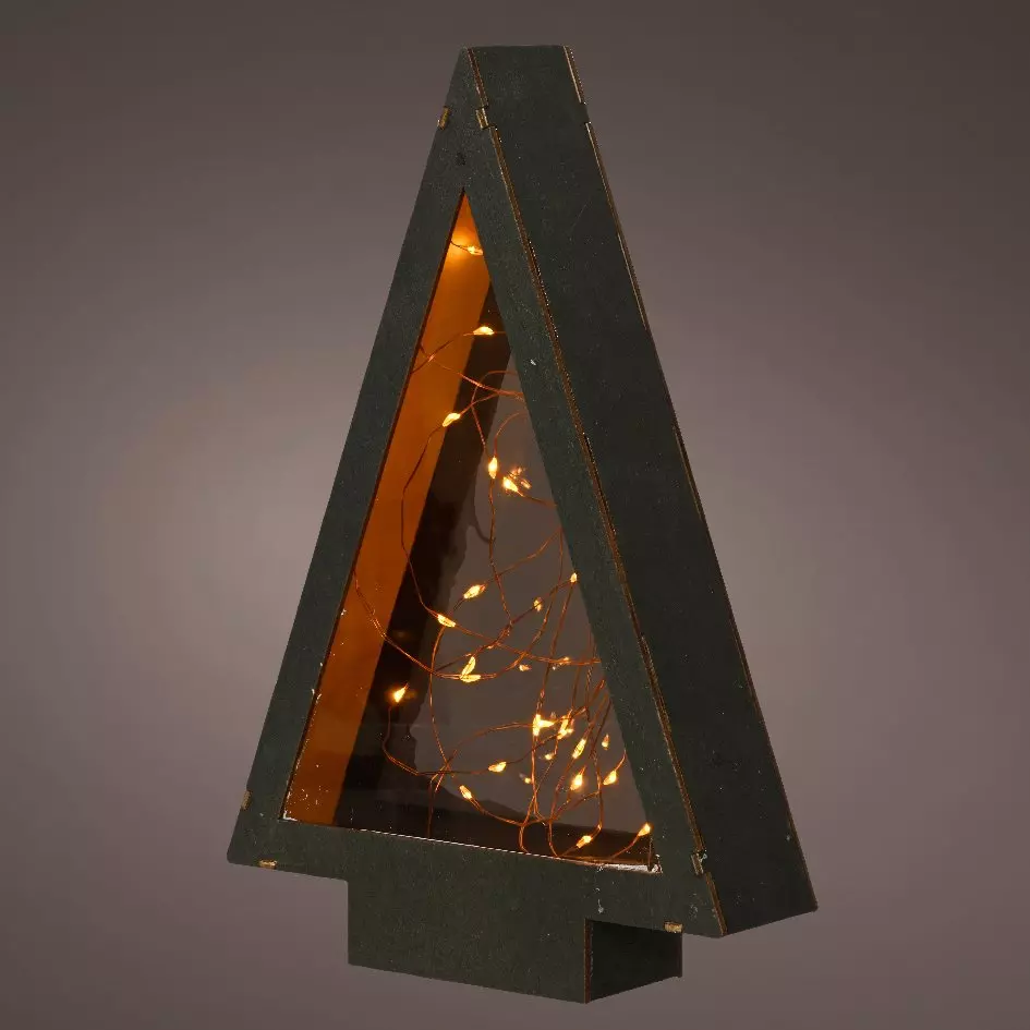 eminza Sapin lumineux à piles 40 LED (H28 cm) Savoie Blanc chaud