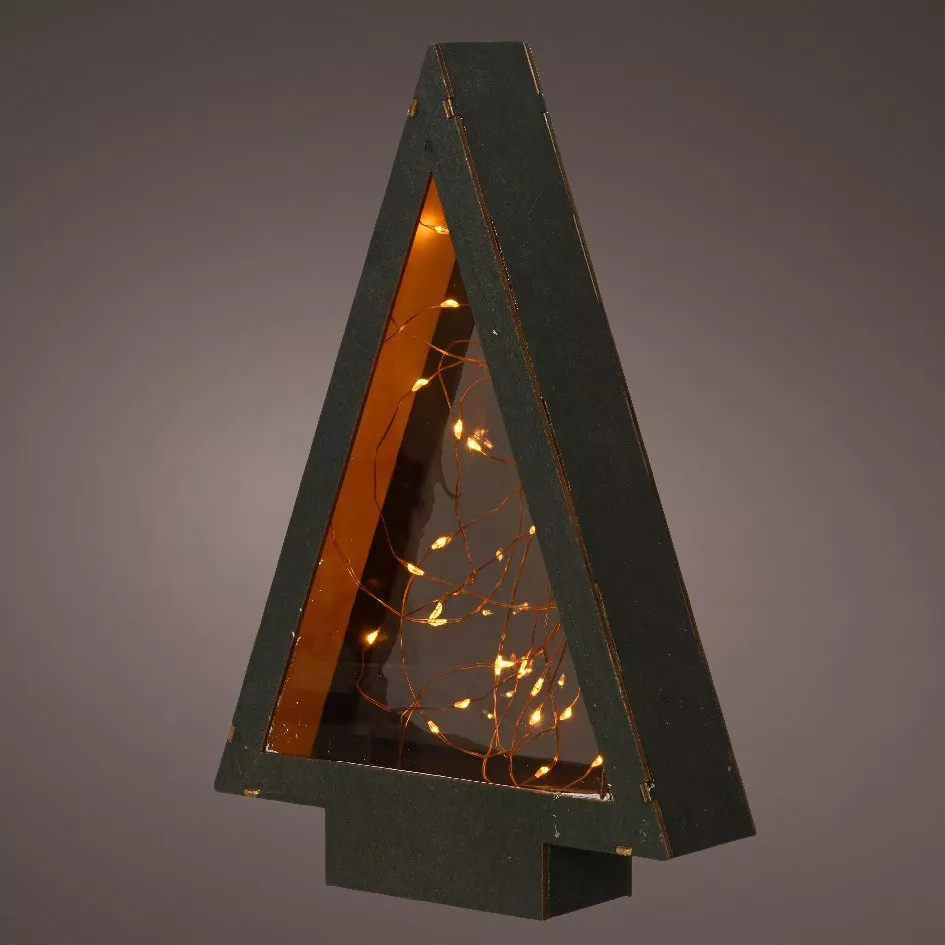 eminza Sapin lumineux à piles 60 LED (H47 cm) Savoie Blanc chaud