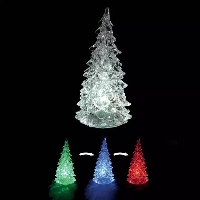 eminza Sapin lumineux à piles (H8 cm) Noël Fantaisie Multicouleur