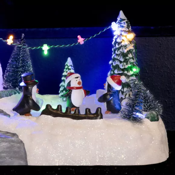 Eminza Scène De Vie Illuminée à Piles Aire De Jeu Des Pingouins