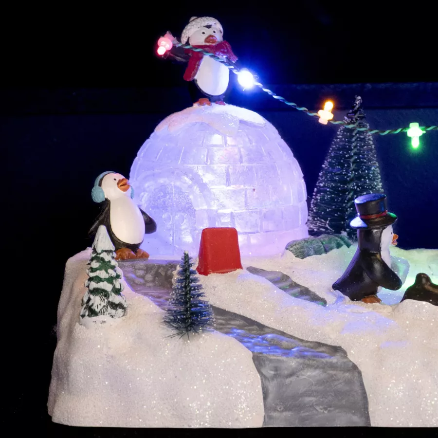Eminza Scène De Vie Illuminée à Piles Aire De Jeu Des Pingouins