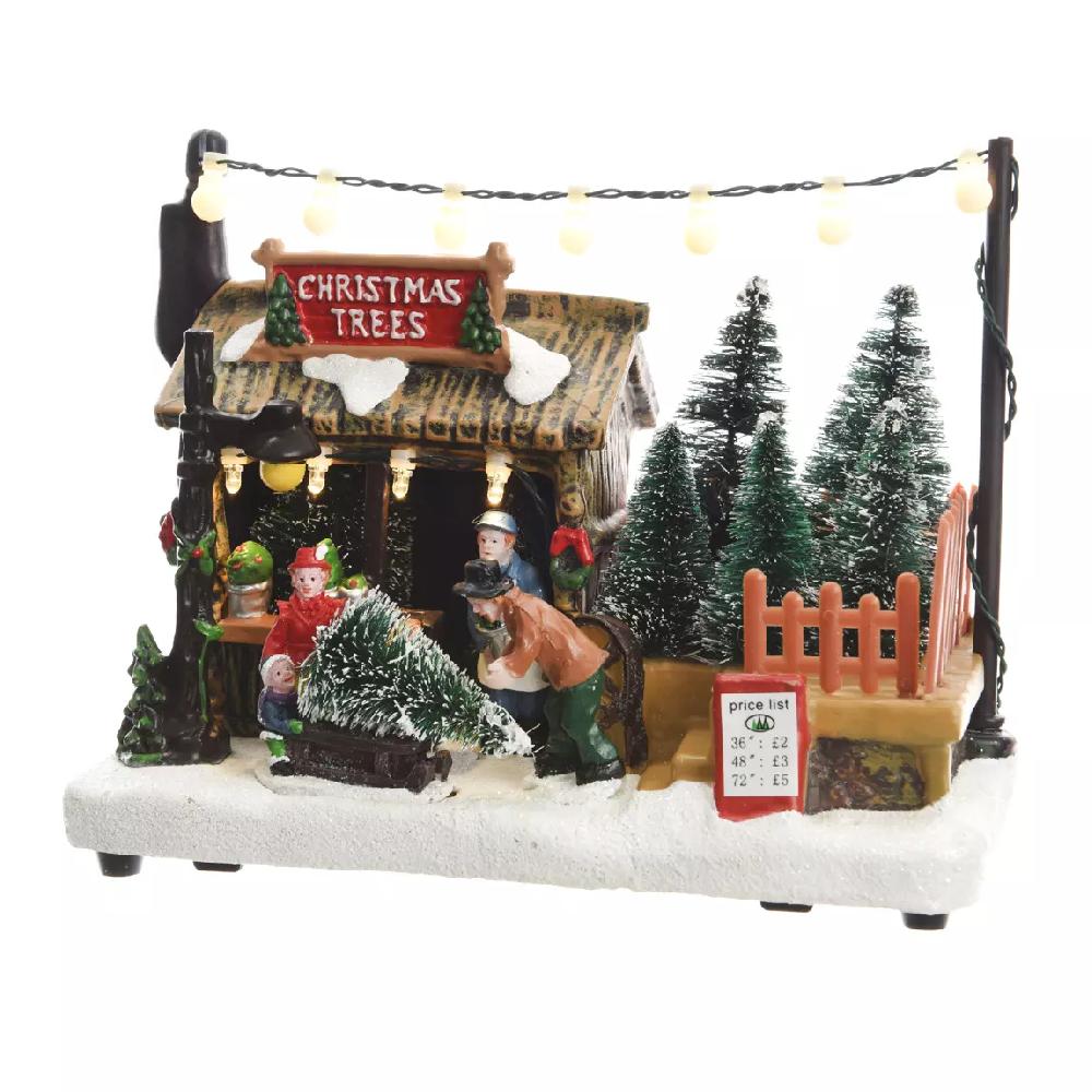 eminza Scène de vie illuminée à piles Marché de Noël