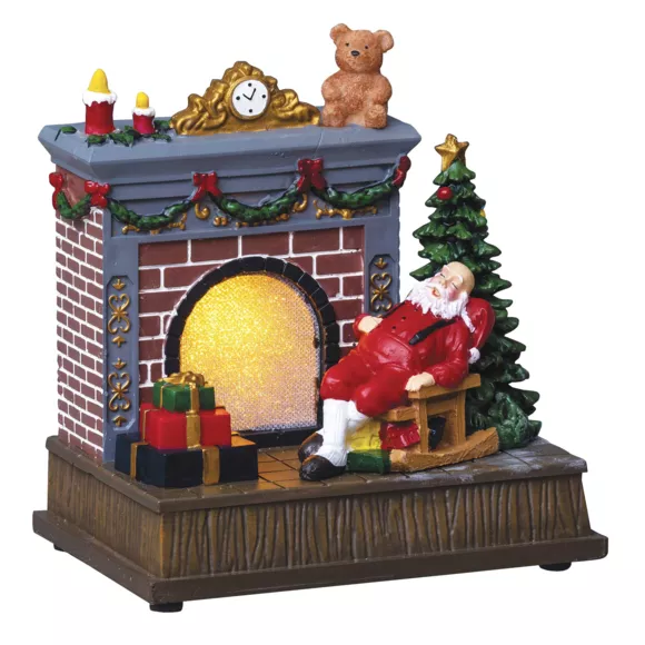 Eminza Scène De Vie Illuminée Cheminée Du Père-Noël