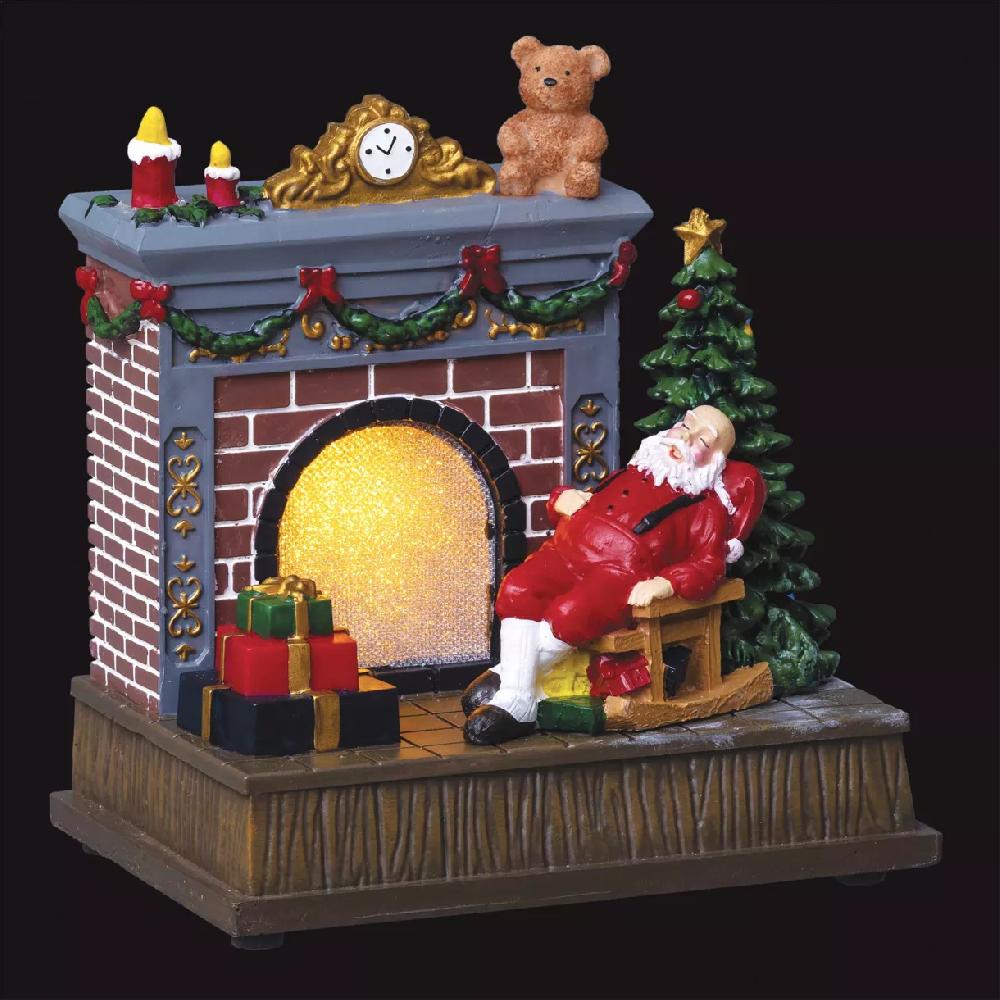 eminza Scène de vie illuminée Cheminée du Père-Noël