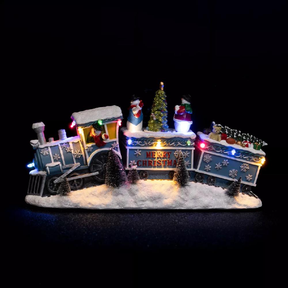eminza Scène de vie illuminée et musicale à piles Voyage en train