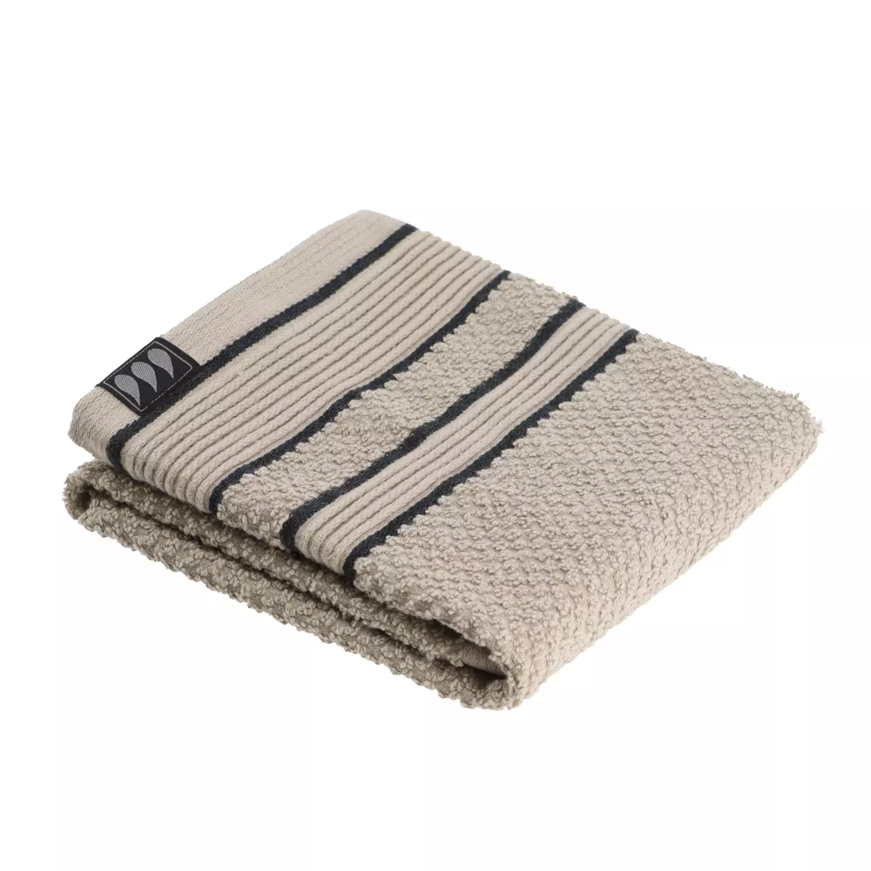 eminza Serviette de bain coton (30 x 50 cm) Black Line Gris ficelle / noir