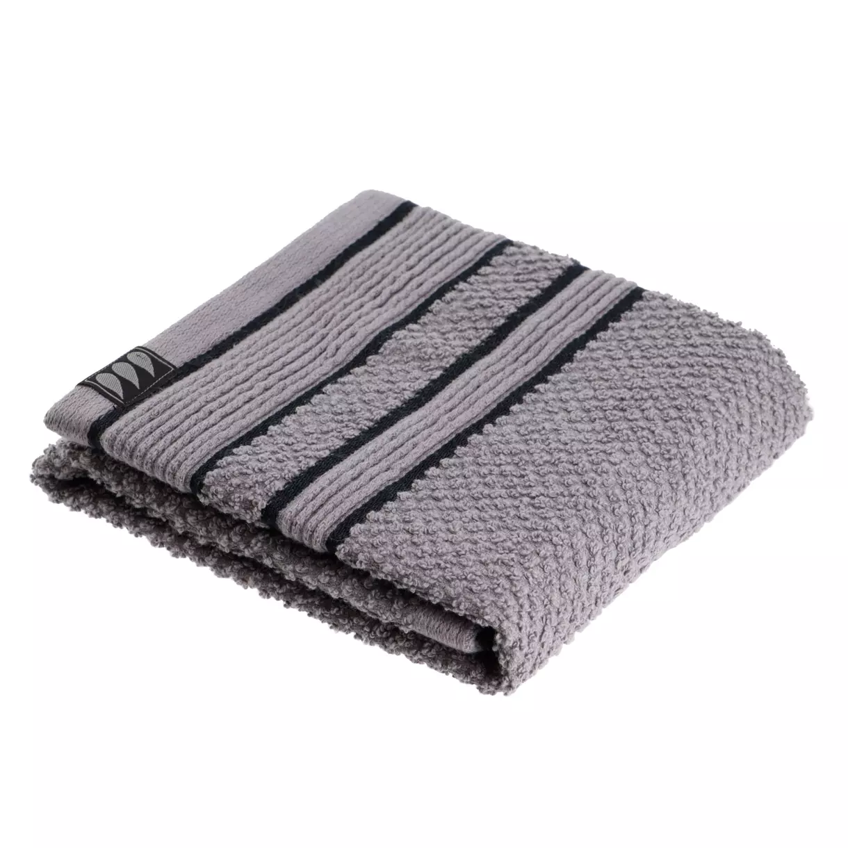 eminza Serviette de bain coton (30 x 50 cm) Black Line Gris / noir
