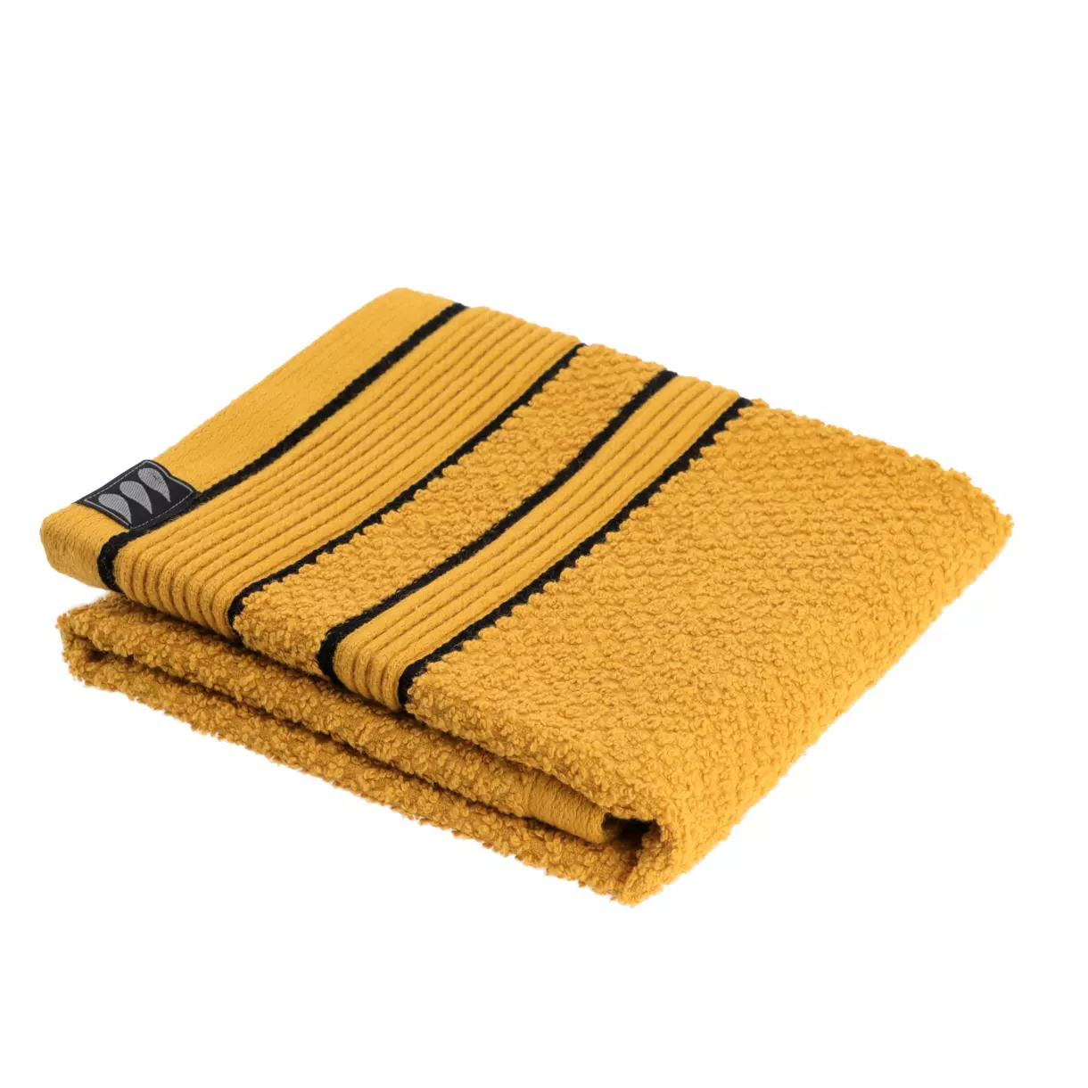 eminza Serviette de bain coton (30 x 50 cm) Black Line Jaune ocre / noir