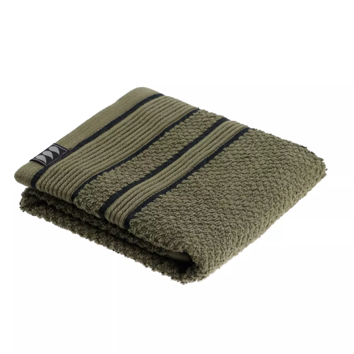 eminza Serviette de bain coton (30 x 50 cm) Black Line Vert kaki / noir