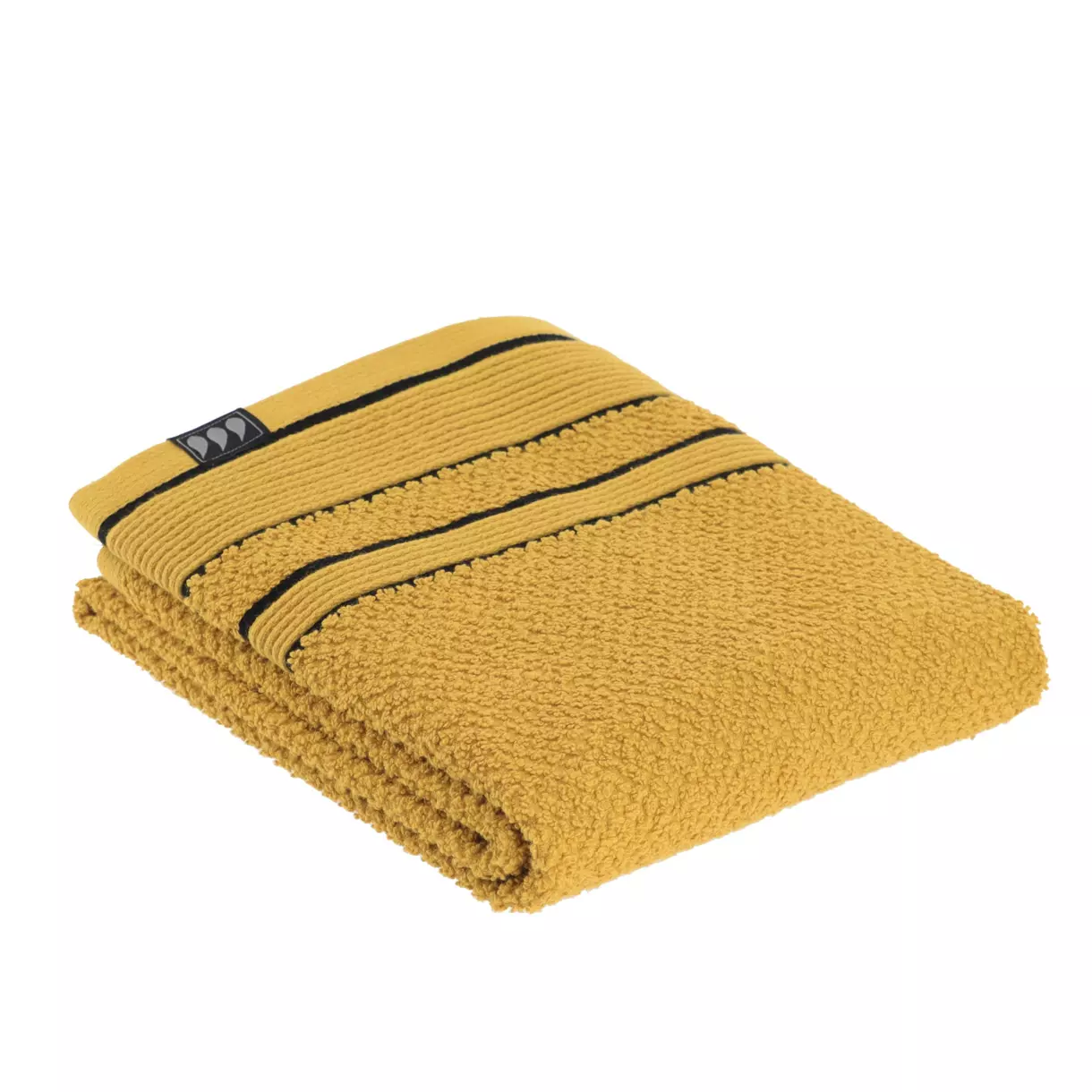 eminza Serviette de bain coton (50 x 90 cm) Black Line Jaune ocre / noir