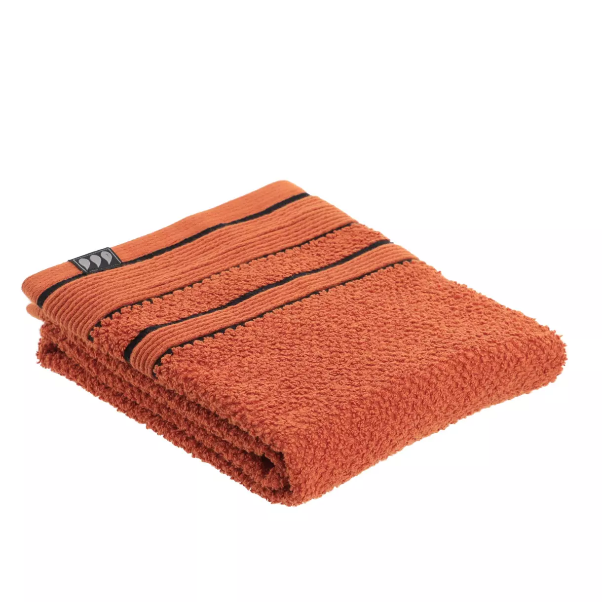 eminza Serviette de bain coton (50 x 90 cm) Black Line Terracotta / noir