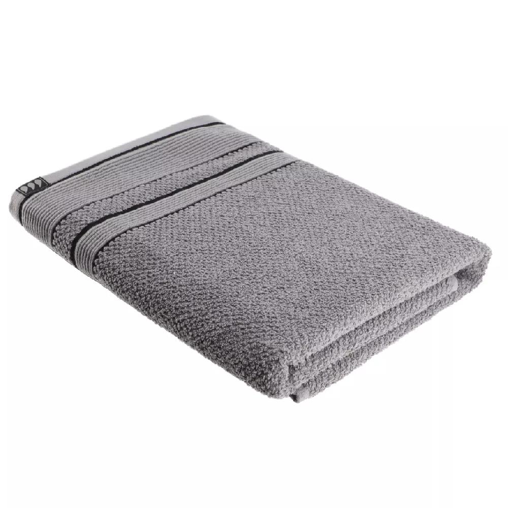 eminza Serviette de bain coton (70 x 130 cm) Black Line Gris / noir