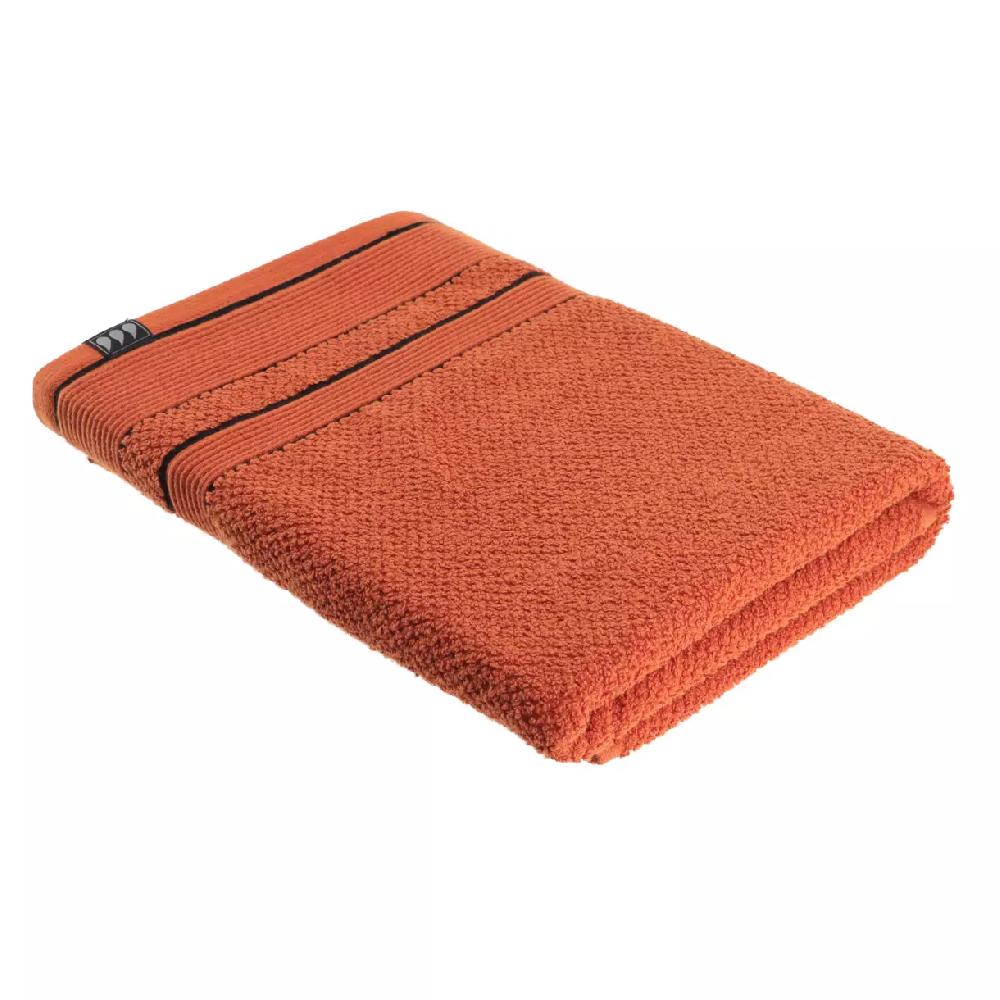eminza Serviette de bain coton (70 x 130 cm) Black Line Terracotta / noir