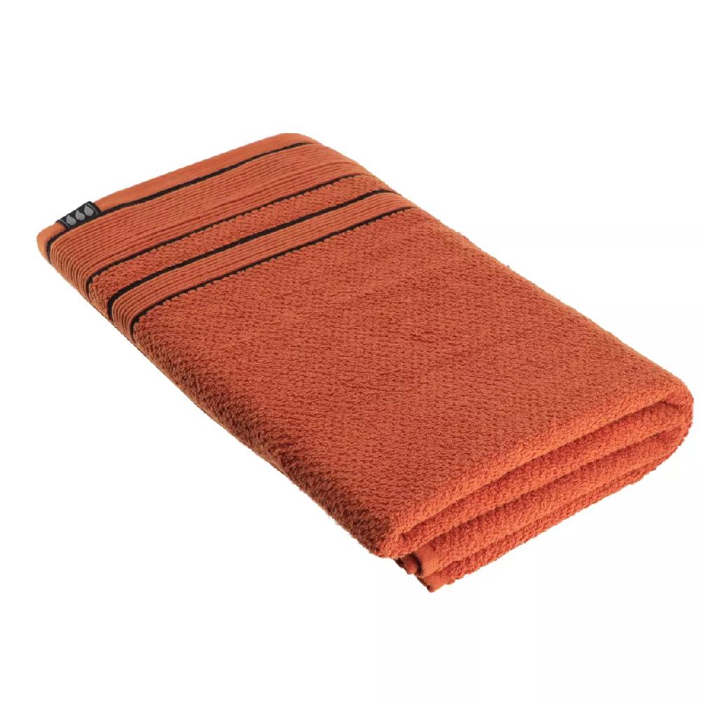 eminza Serviette de bain coton (90 x 150 cm) Black Line Terracotta / noir