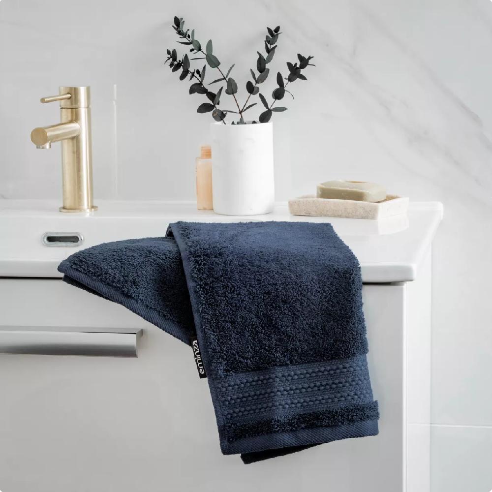 eminza Serviette de bain coton bio (30 x 50 cm) Méline Bleu nuit