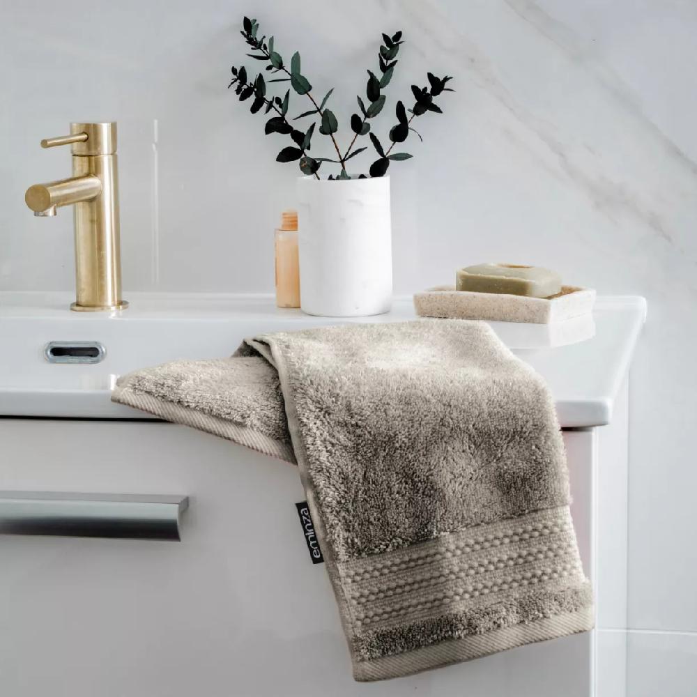 eminza Serviette de bain coton bio (30 x 50 cm) Méline Gris argile