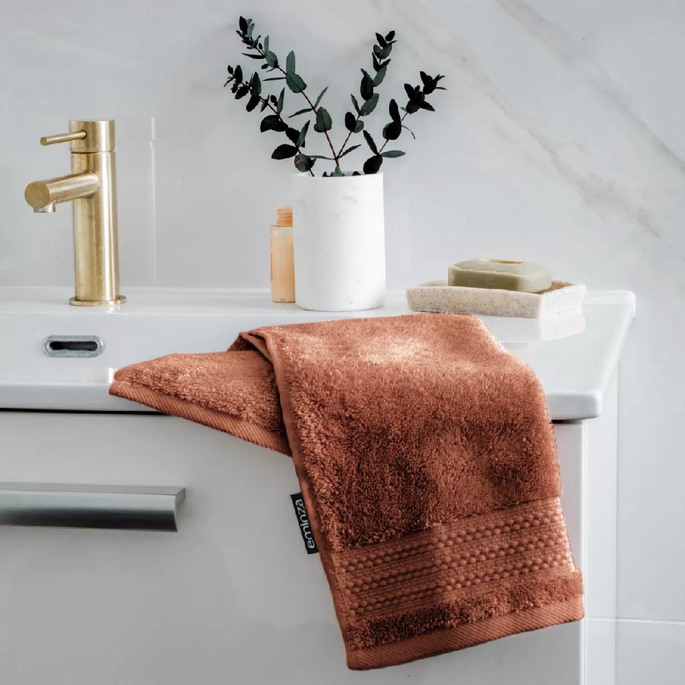 eminza Serviette de bain coton bio (30 x 50 cm) Méline Terracotta