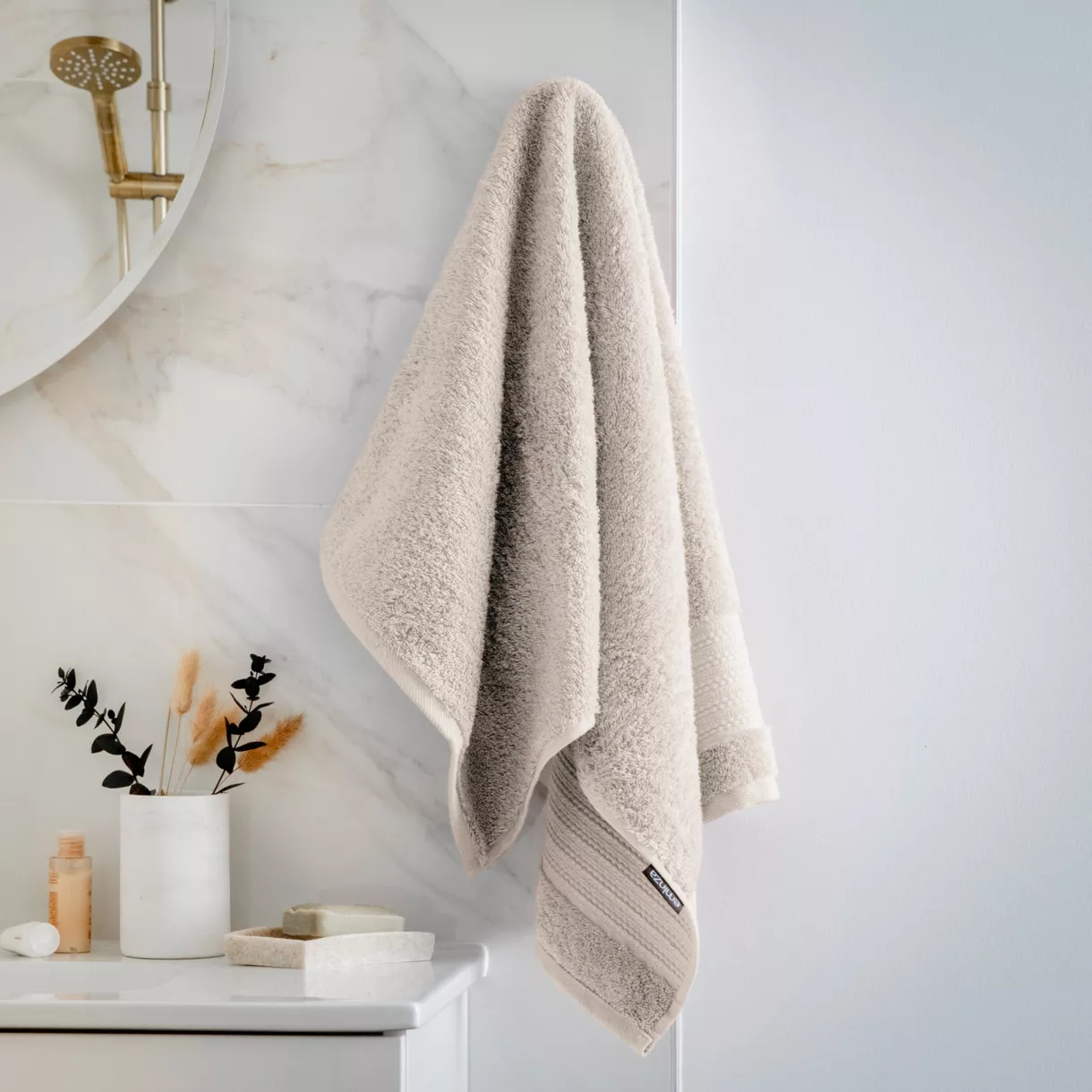 eminza Serviette de bain coton bio (50 x 90 cm) Méline Beige pampa