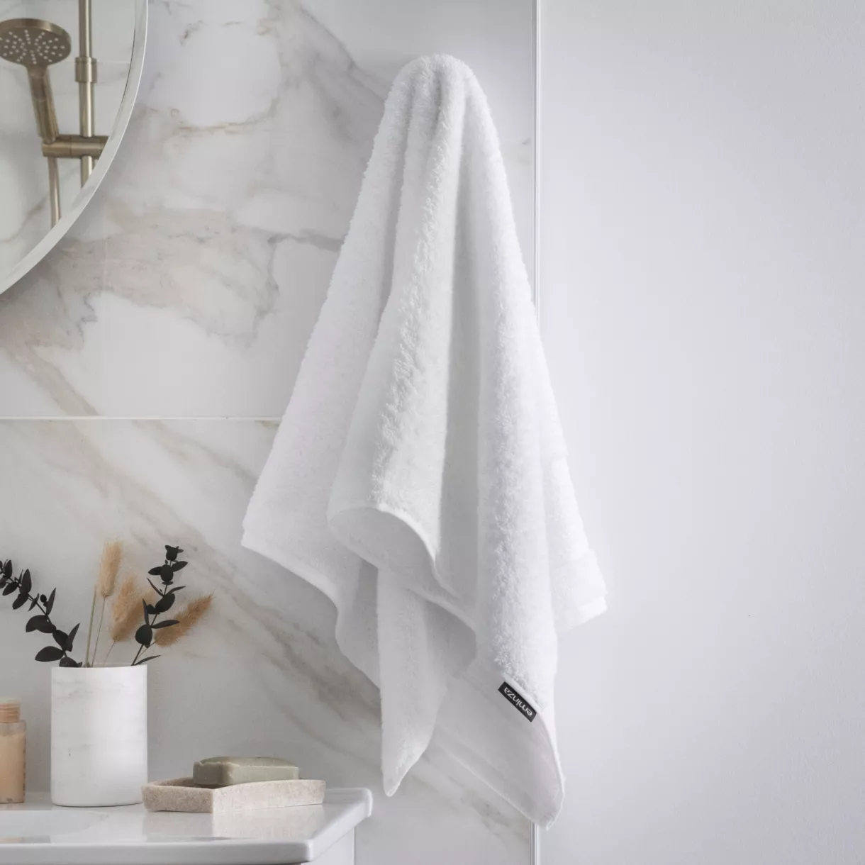 eminza Serviette de bain coton bio (50 x 90 cm) Méline Blanc chantilly