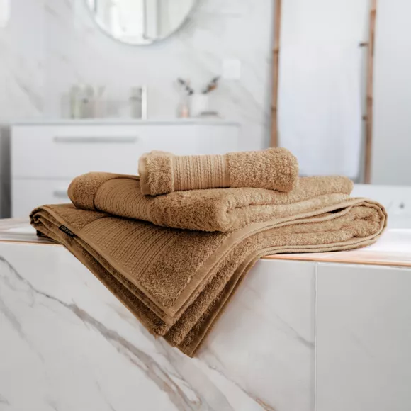 Eminza Serviette De Bain Coton Bio (50 X 90 Cm) Méline Camel