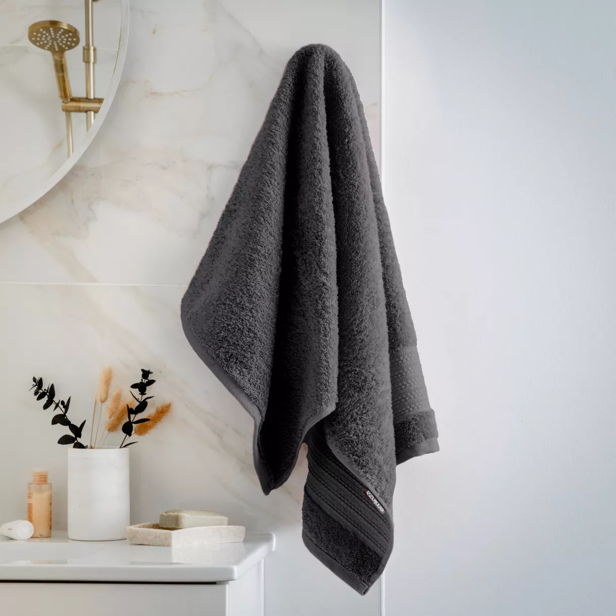 eminza Serviette de bain coton bio (50 x 90 cm) Méline Gris orage
