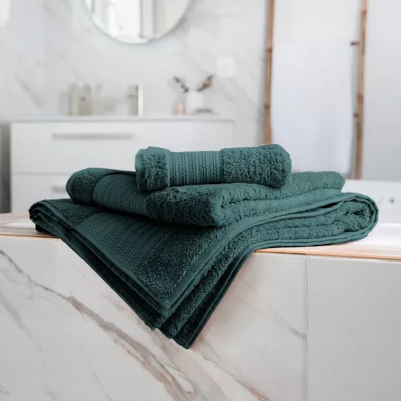 Eminza Serviette De Bain Coton Bio (50 X 90 Cm) Méline Vert émeraude
