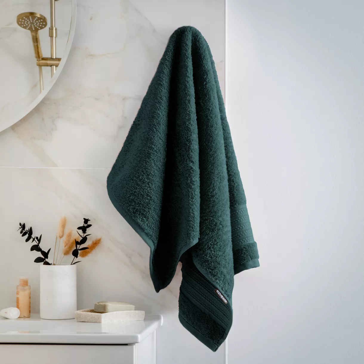 eminza Serviette de bain coton bio (50 x 90 cm) Méline Vert émeraude