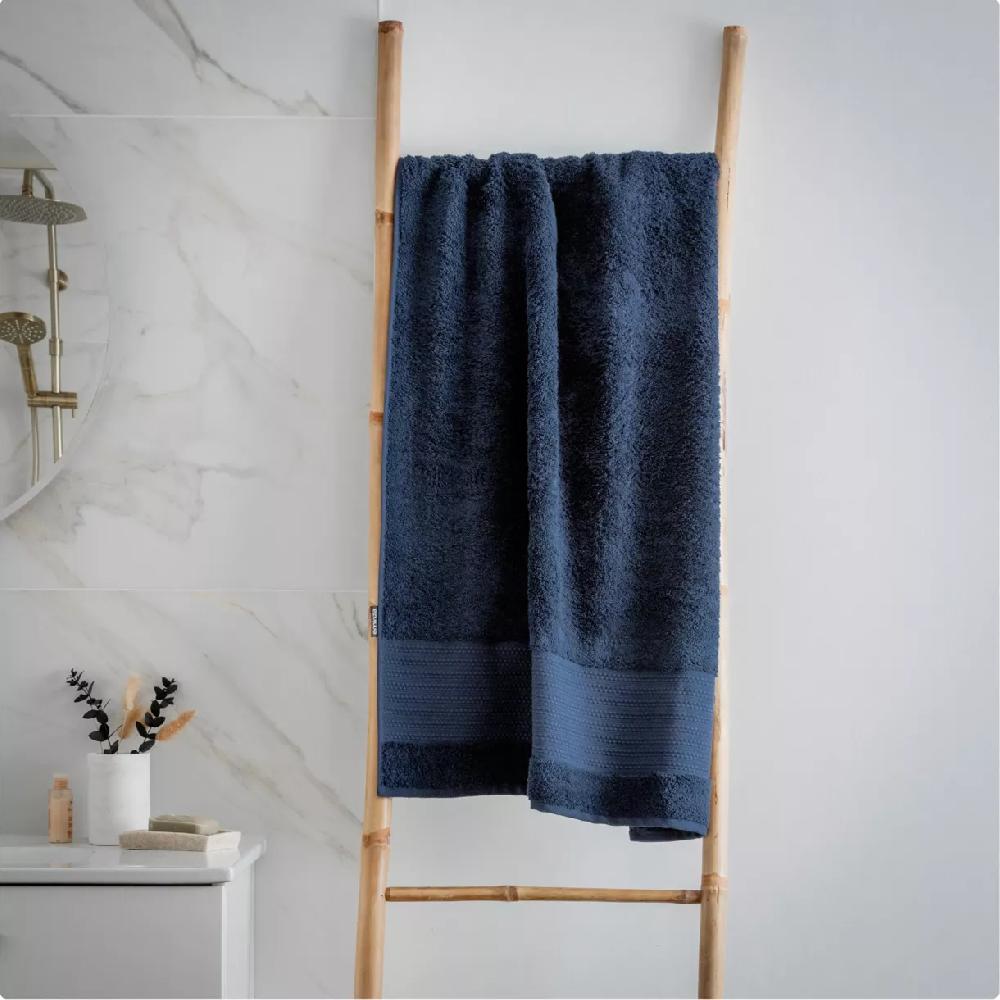 eminza Serviette de bain coton bio (70 x 130 cm) Méline Bleu nuit
