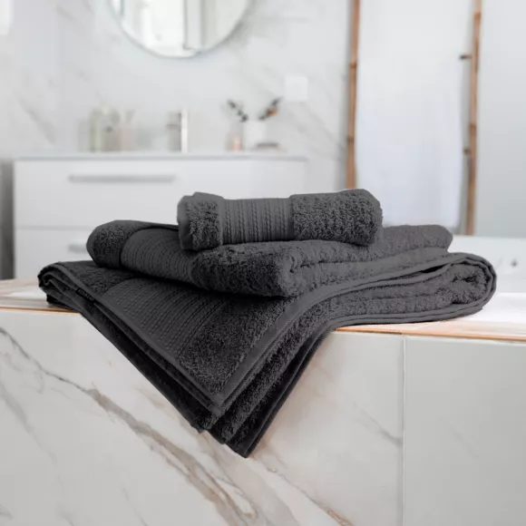 Eminza Serviette De Bain Coton Bio (70 X 130 Cm) Méline Gris Orage