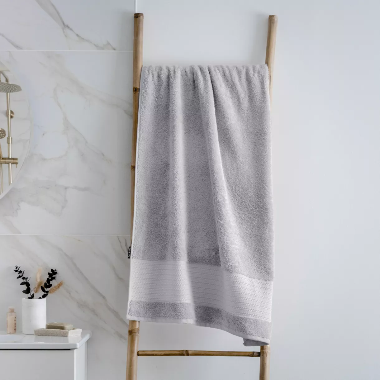 eminza Serviette de bain coton bio (70 x 130 cm) Méline Gris nuage