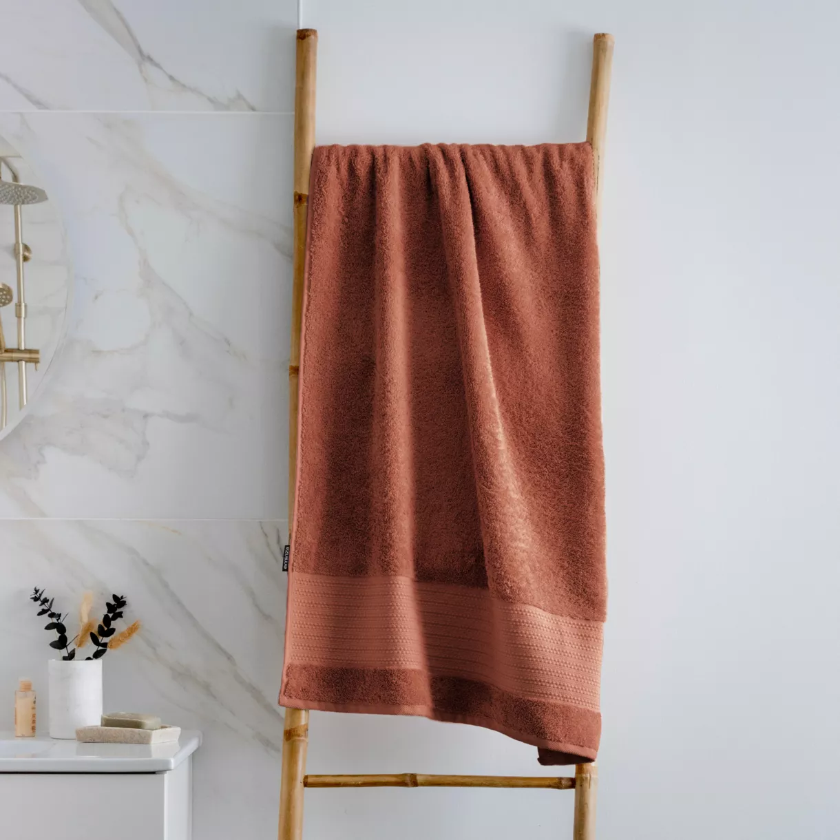 eminza Serviette de bain coton bio (70 x 130 cm) Méline Terracotta