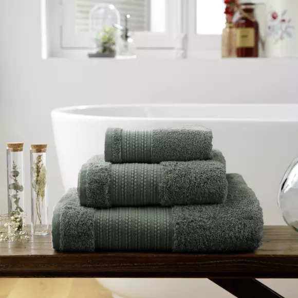 Eminza Serviette De Bain Coton Bio (70 X 130 Cm) Méline Vert Romarin