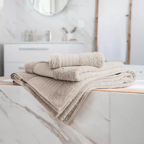 Eminza Serviette De Bain Coton Bio (90 X 150 Cm) Méline Beige Pampa