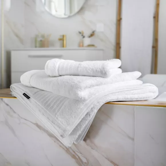 Eminza Serviette De Bain Coton Bio (90 X 150 Cm) Méline Blanc Chantilly