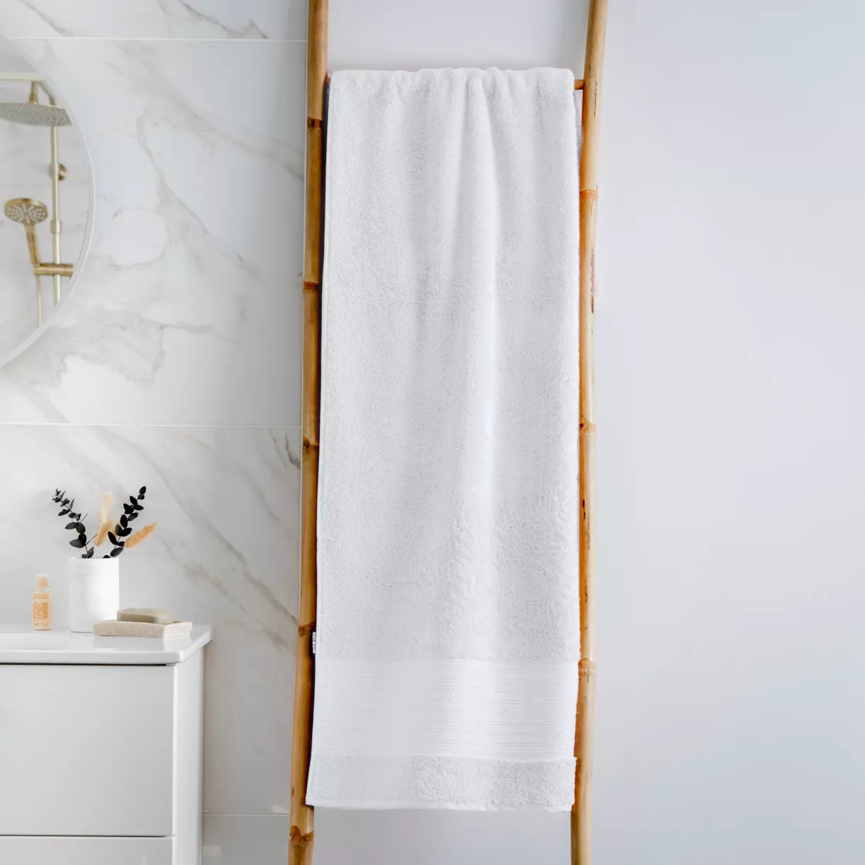 eminza Serviette de bain coton bio (90 x 150 cm) Méline Blanc chantilly