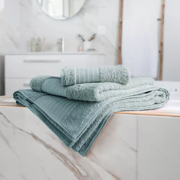 Eminza Serviette De Bain Coton Bio (90 X 150 Cm) Méline Bleu Glacier