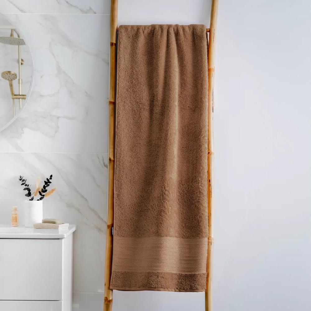 eminza Serviette de bain coton bio (90 x 150 cm) Méline Camel