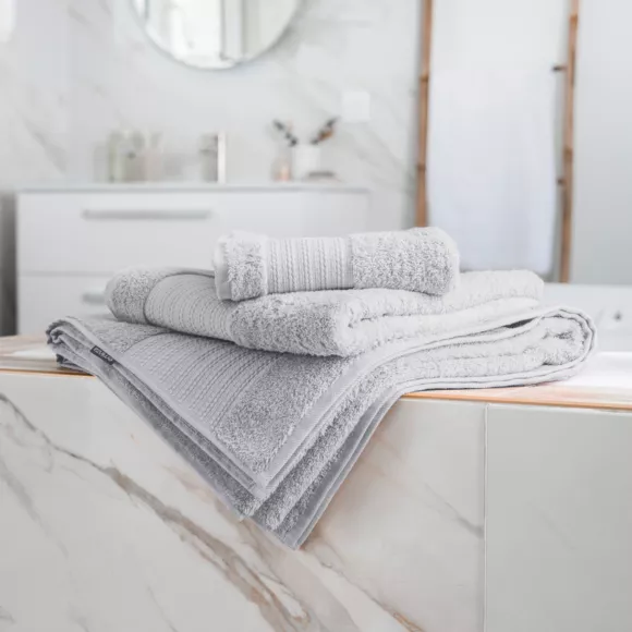 Eminza Serviette De Bain Coton Bio (90 X 150 Cm) Méline Gris Nuage