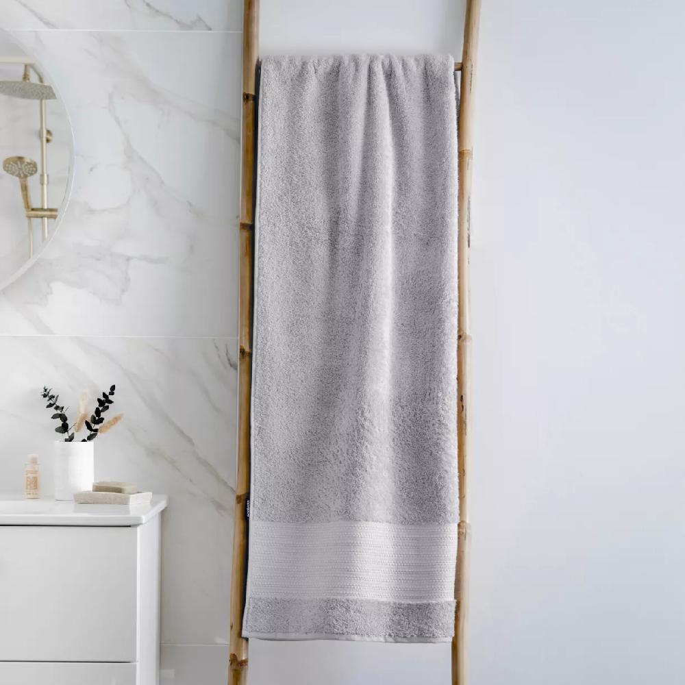 eminza Serviette de bain coton bio (90 x 150 cm) Méline Gris nuage
